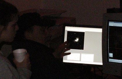 Gary motioning to a new exposure of Orion Nebula